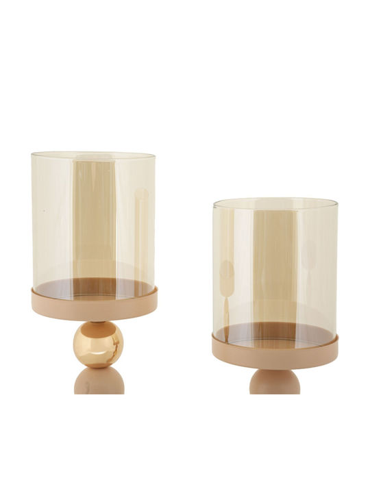 Set 2 Stück Metall Kerzenhalter Matt Roségold Ø 10x32-10x36 cm