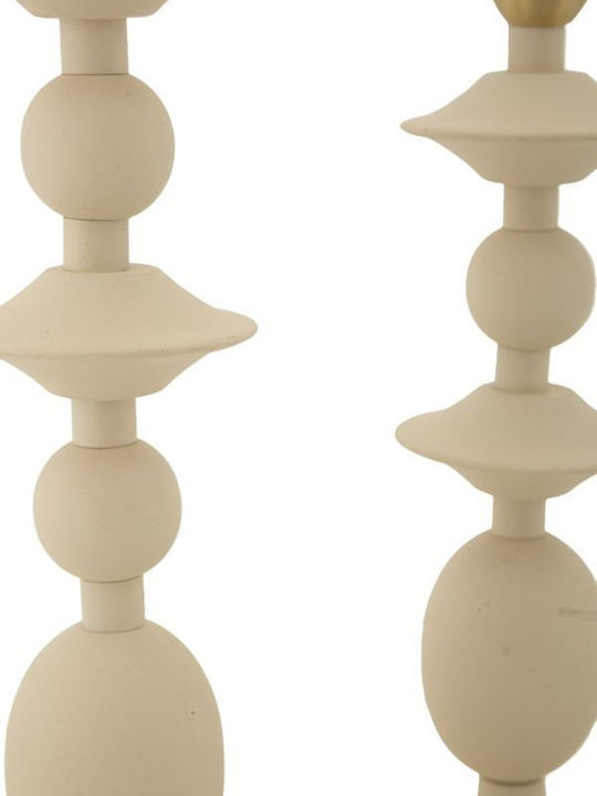 Set 2 Stück Metallische Kerzenhalter Matt Ecru Gold Ø10x29-10x33cm
