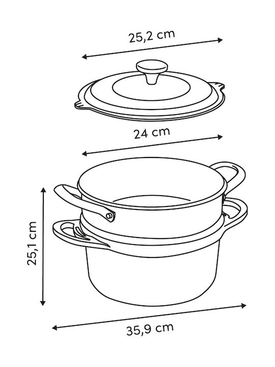 5Five Milk Pot Made of Cast Aluminum Steamer 24cm