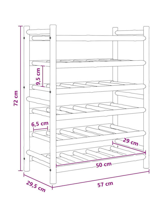vidaXL Free Standing Wine Rack Furniture Wooden Beige 57x29.5x72cm