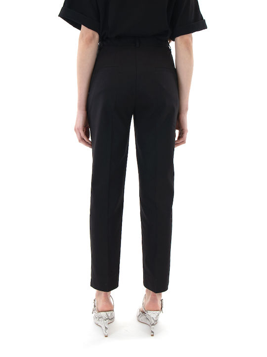 MY T Women's Fabric Trousers with Rubber Band in Slim Fit Black MY T Women's Fabric Trousers with Rubber Band in Slim Fit Black