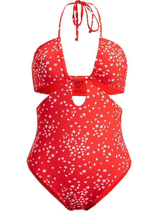 Swimsuit With Cutouts And Removable Padding Floral Poppy Red