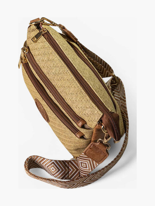 Women's Shoulder Bag Dark Beige Straw