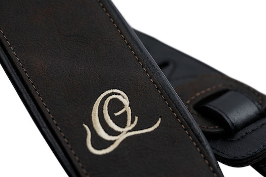 Ortega Guitar Strap Osar-2 Synthetic Leather & Leather Brown Length Up To 1450 Mm Width 70 Mm