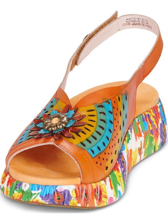 Women's Flat Sandals Orange Nikito 83