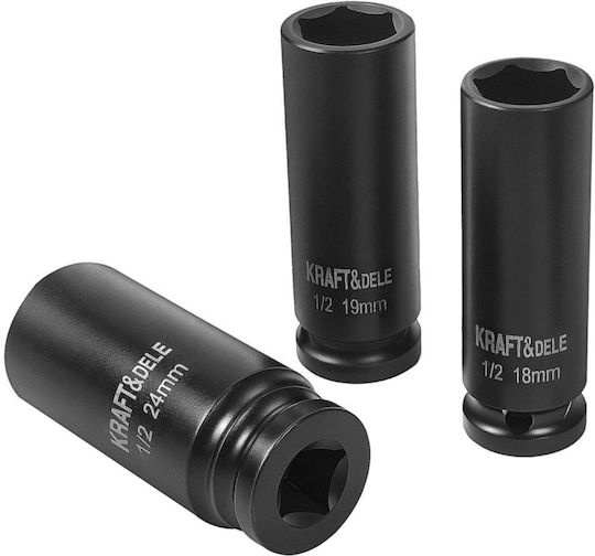 Kraft&dele Kd11869 Extended Impact Sockets Set ½" 10 24 Mm 11 Pieces