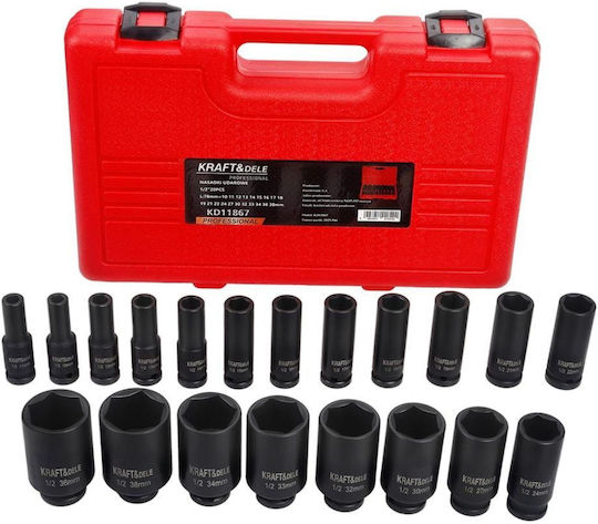 Kraft&dele Kd11867 Комплект Разширени Въздействени Гнезда ½" 10 38 Мм 20 Бройки