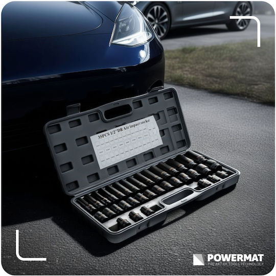 Powermat Pm-znu-832t Steckdosen Set 1/2" 8 32 Mm Lang Kurz 35 Stücke In Rahmen Gastgeber