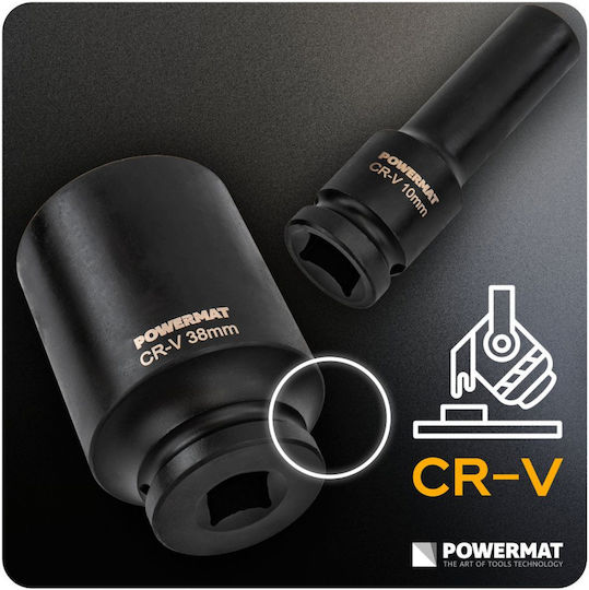 Powermat Pm-znu-1038t Impact Extended Socket Set 1/2" 10 38 Mm 20 Pieces In Case