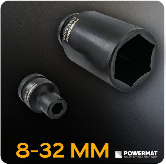 Powermat Pm-znu-832t Steckdosen Set 1/2" 8 32 Mm Lang Kurz 35 Stücke In Rahmen Gastgeber