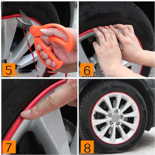 Protective Decorative Rim Rings Adhesive Made Flexible Plastic Black