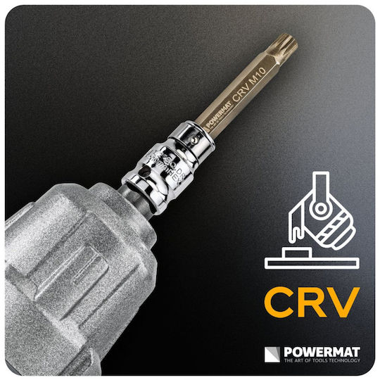 Powermat Pm-zb-40t Комплект Винтовертни Битове Хекс Торкс Сплайн 1/2" 3/8" 40 Бройки