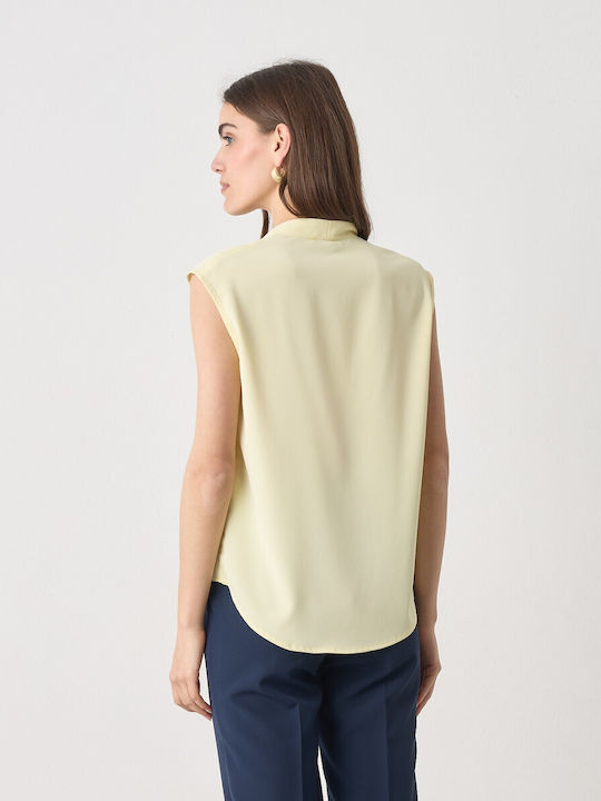 Damen Ärmellose Bluse mit V-Ausschnitt in Gelb