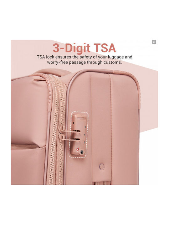 Miss Lulu Large Fabric Pink Travel Suitcase with 4 Wheels Height 74.5cm