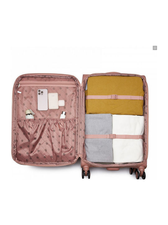 Miss Lulu Large Fabric Pink Travel Suitcase with 4 Wheels Height 74.5cm