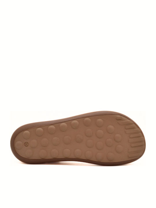 Nicole Leder Flache Damen Anatomisch Sandalen Mochaccino