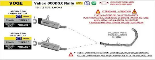 Arrow Exhaust Aluminium Dark Indy Race Evo Carbon End Voge Valico 800dsx Rally '25-'26 72693akn.alum Dark