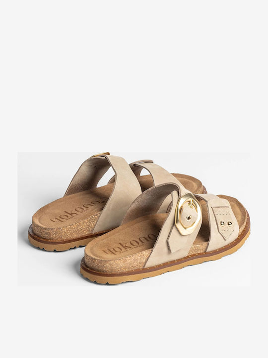 Leather Women's Anatomic Flat Sandals Beige