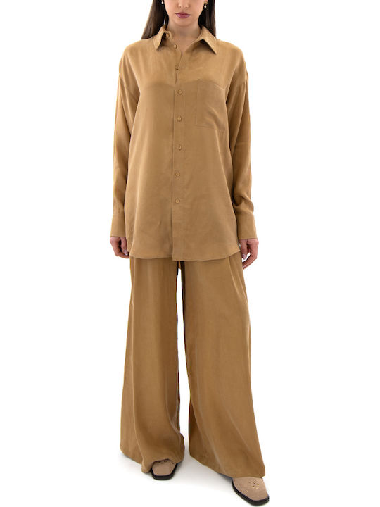 Zoya Pants Women's High Rise Fabric Trousers with Rubber Band Gold Zoya Pants Women's High Rise Fabric Trousers with Rubber Band Gold