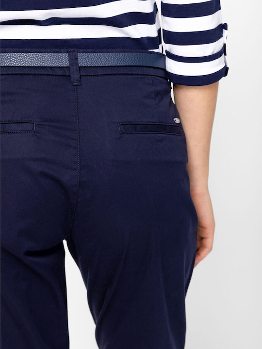 Women's Chino Cotton Trousers in Loose Fit Blue