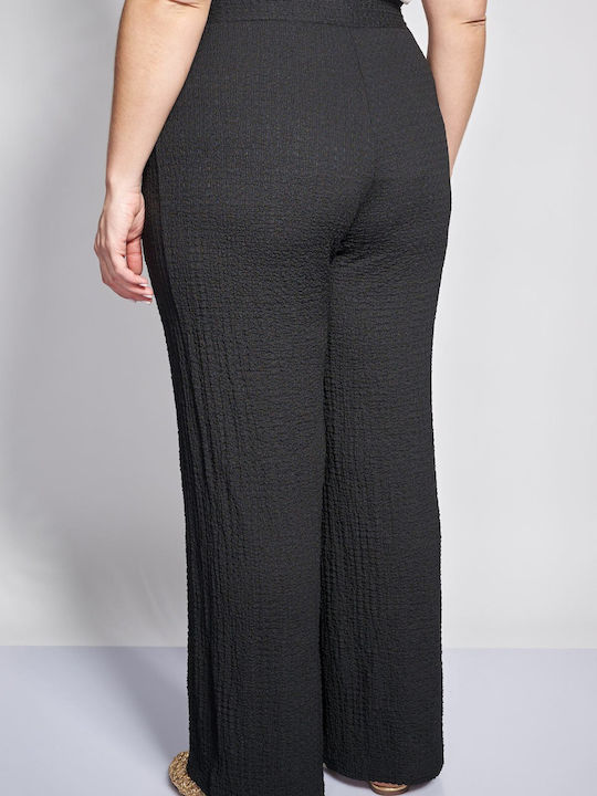 Pantaloni Largi Dama Cu Cauciuc Negri