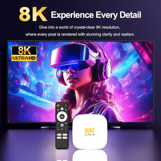 H96 Max TV Box M2 Plus 8K UHD с Wi-Fi USB 2.0 4GB RAM и 32GB Вградена Памет с Операционна Система Android 14.0 и Google Assistant