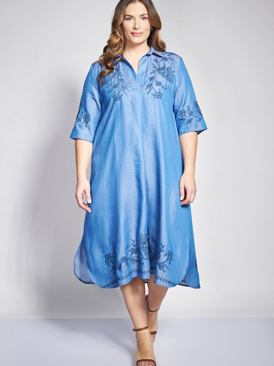 Rochie De Vară Maxi De Seară Rochie-Cămașă Albastră