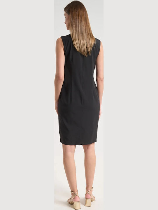 Sommer Midi Damenkleid Wickel Schwarz