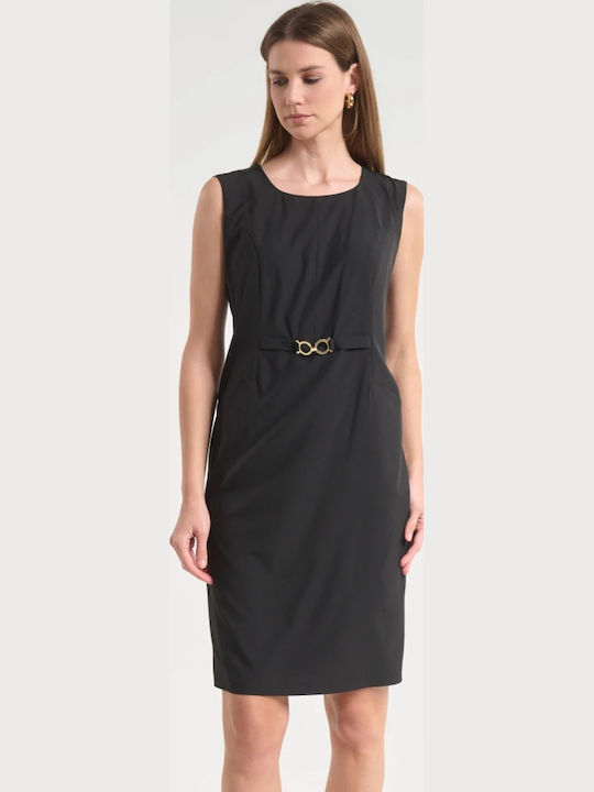 Sommer Midi Damenkleid Wickel Schwarz
