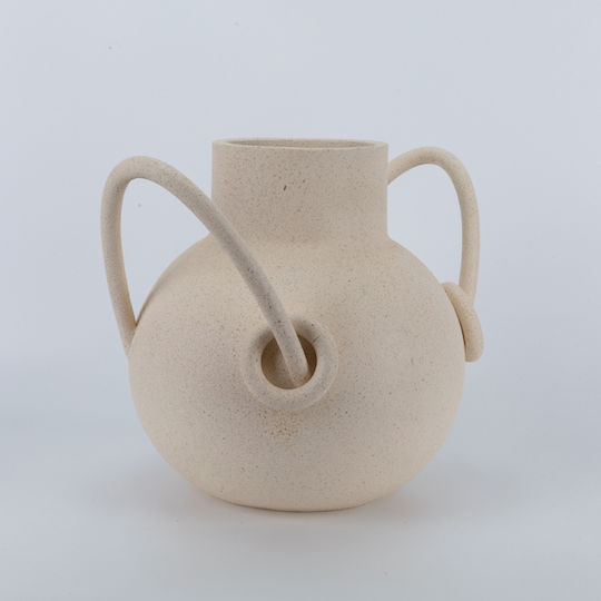 Βάζο Πολυρητίνη Μπεζ 28.5x27xΥ38cm