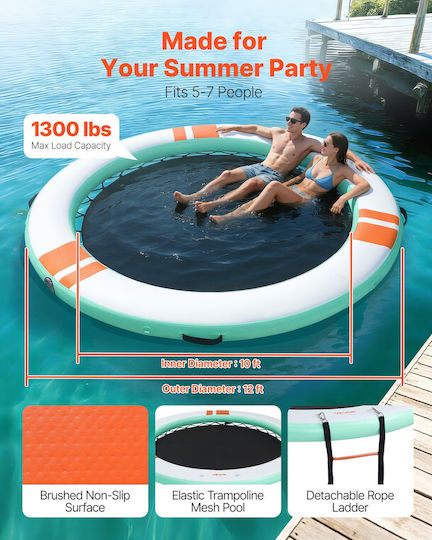 Vevor Inflatable Marine Mattress with Handles Light Blue 366cm