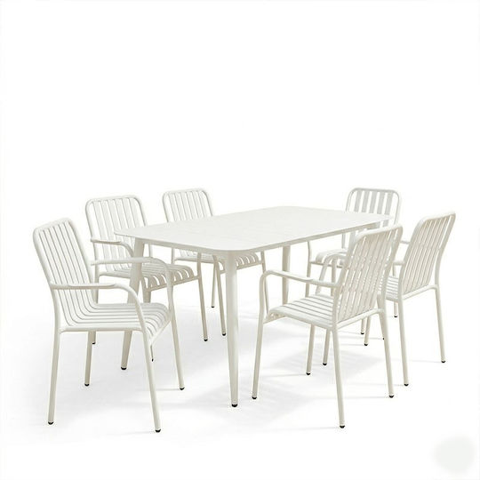 Set Sala De Mese Pentru Exterior Heven 7 Piese Alb