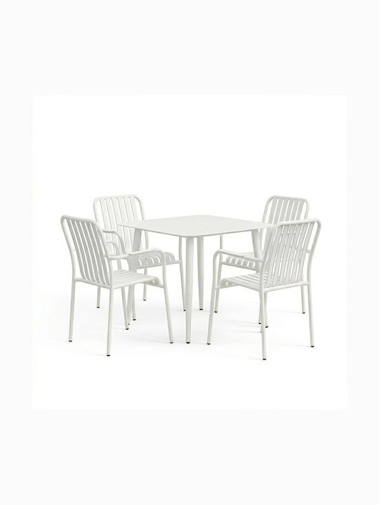 Heven Outdoor Dining Room Set 5 Pieces White
