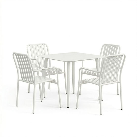Heven Outdoor Dining Room Set 5 Pieces White