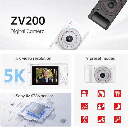SJCAM ZV200 Compact Camera 12MP Optical Zoom 16x Black
