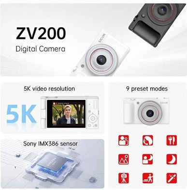 SJCAM ZV200 Compact Camera 12MP Optical Zoom 16x Black
