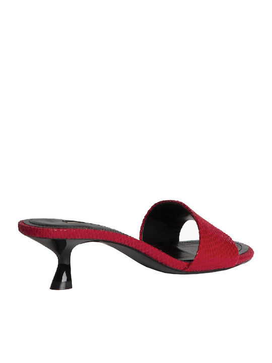 Mules with Low Heel in Red Colour