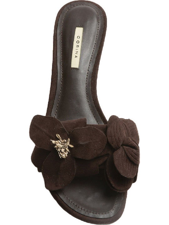 Mules with Low Heel in Brown Colour