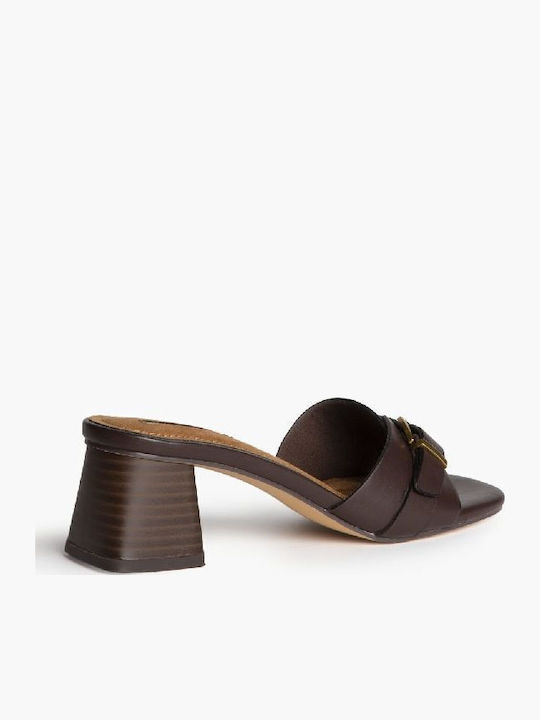 Mules with Low Heel in Brown Colour