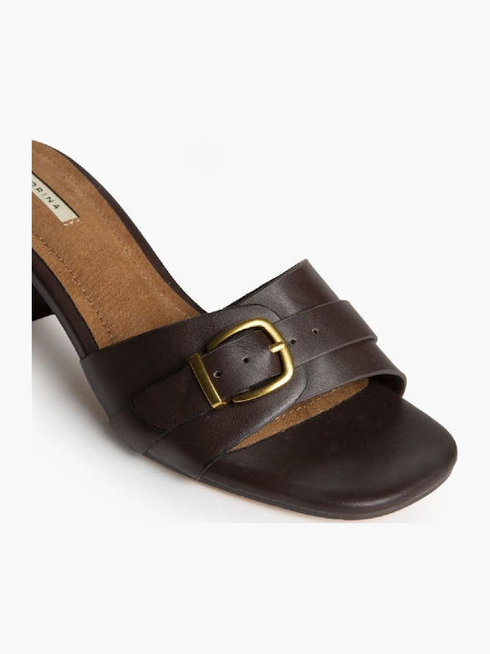 Mules with Low Heel in Brown Colour