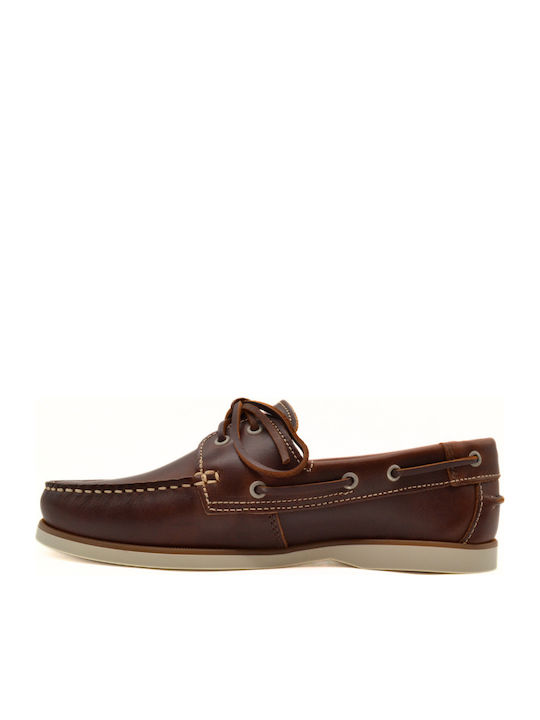 Leather Men's Boat Shoes in Tabac Brown Colour 3000P-2 KONIAK W.S.
