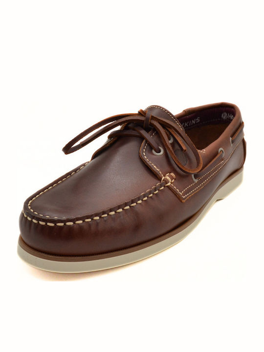 Leather Men's Boat Shoes in Tabac Brown Colour 3000P-2 KONIAK W.S.