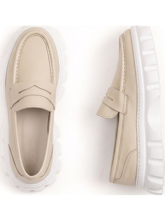 Δερμάτινα Ανδρικά Loafers σε Μπεζ Χρώμα