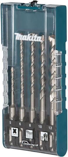 Makita Σετ 5 Τρυπάνια Καρβιδίου με SDS Plus Στέλεχος για Δομικά Υλικά