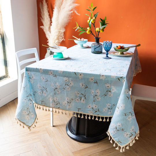 FRIPIA FRIPIA Leinen Tischdecke Hellblau 140x250cm FRIPIA FRIPIA Leinen Tischdecke Hellblau 140x250cm