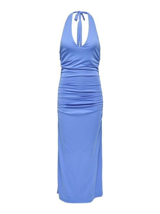 Summer Maxi Evening Dress Open Back Blue