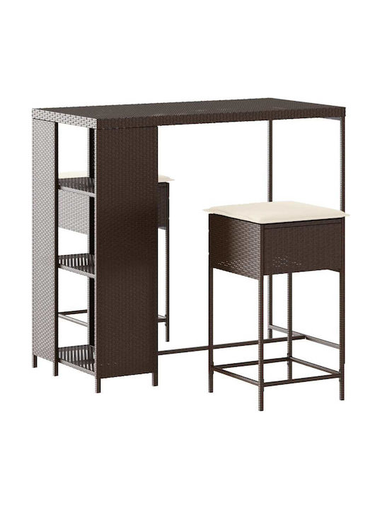 Set Bar Exterior 3 Piese Maro Cu Perne