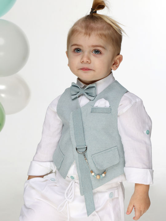 Mi Chiamo Baptism Suit with Vest for Boys Green A4752