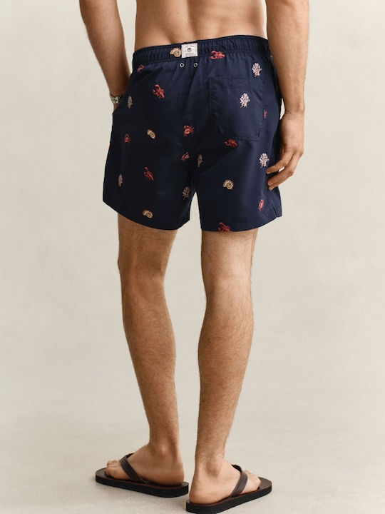 Men's Swimwear Shorts Navy Blue with Patterns