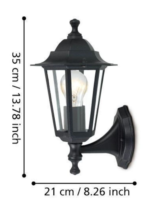 Eglo Laterna Wall-Mounted Outdoor Lantern E27 IP33 16.5x32x32εκ.